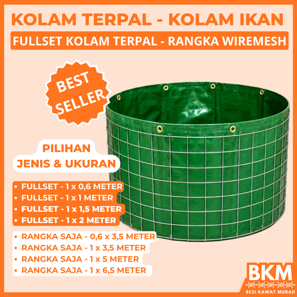 Kolam Terpal Ternak Ikan - Paket Lengkap atau Rangka Wiremesh Saja