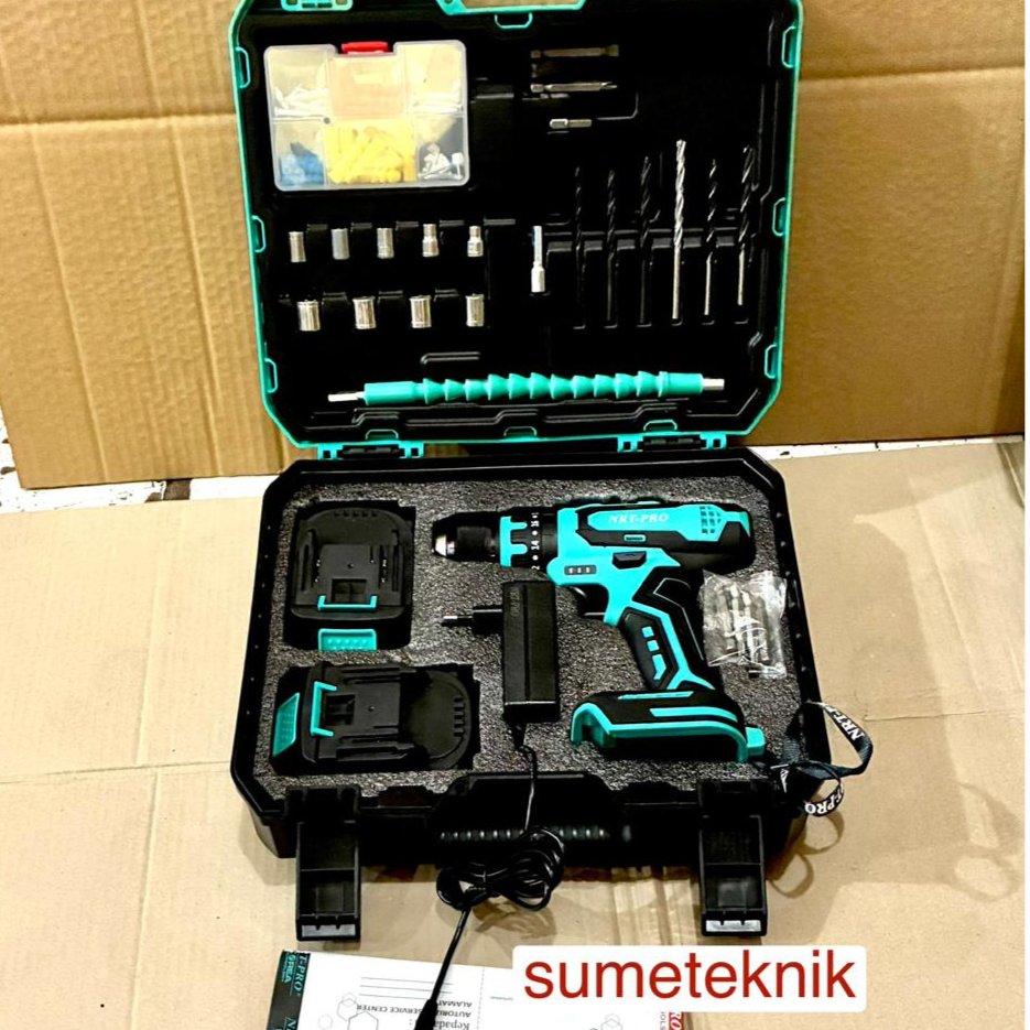 Bor Cas NRT-PRO DC340 2 Batre 20V Cordless Impact Drill DC340Set NRT-Pro New 5 Cell DC340 NRT - Pro