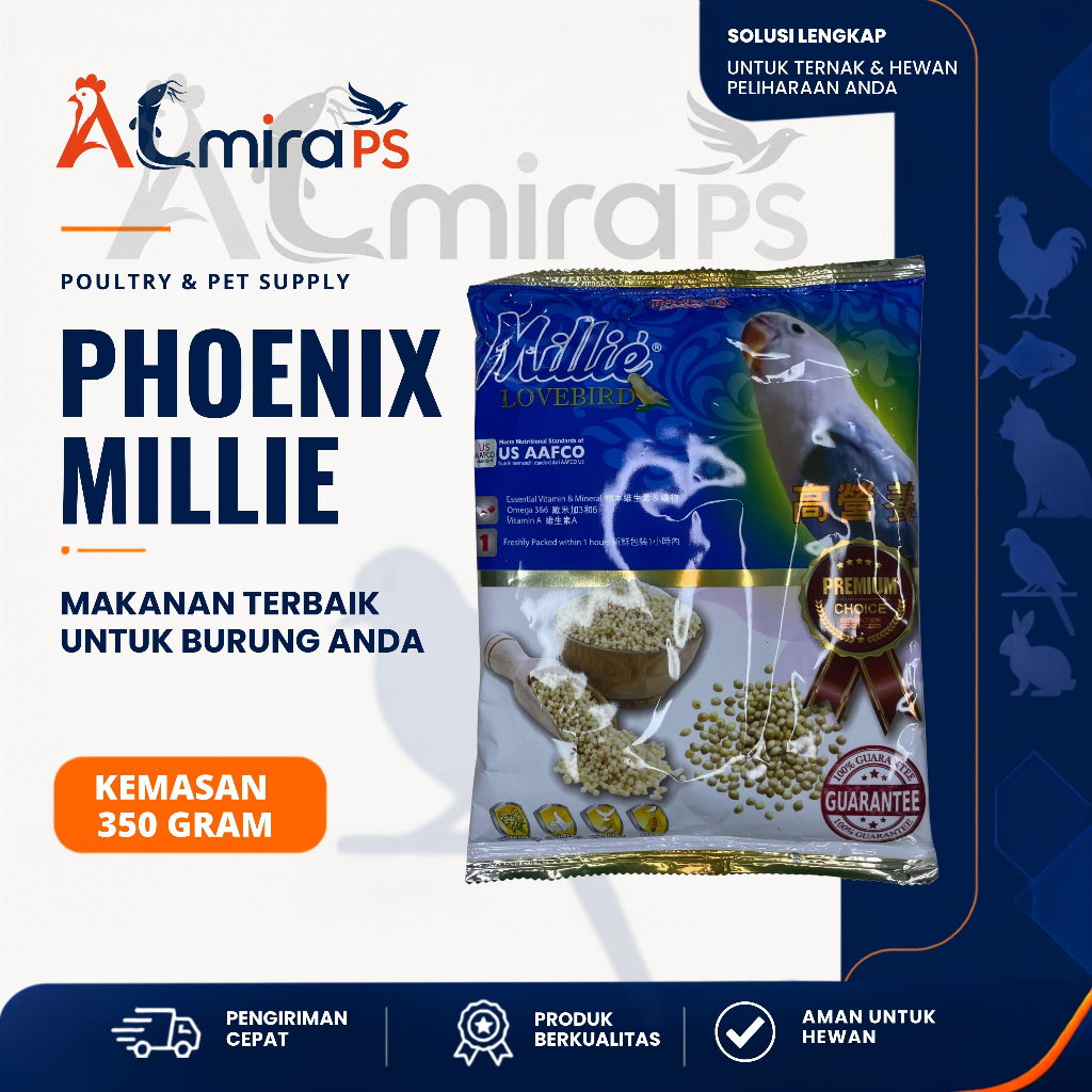 Phoenix Millie Lovebird  pakan milet putih  burung lovebird