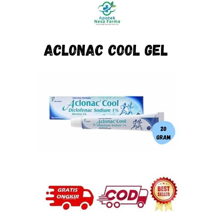 Aclonac Cool Tube @20 Gram - Emulsi Gel Pereda Nyeri / Diclofenac Diethylamine / Diclofenac Sodium
