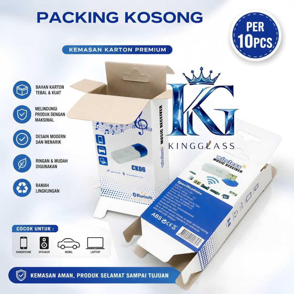 Isi 10Pcs Dus Kemasan Kosong Bluetooth Receiver CK06 - Box Packingan Retail CK USB Bluetooth [MA]