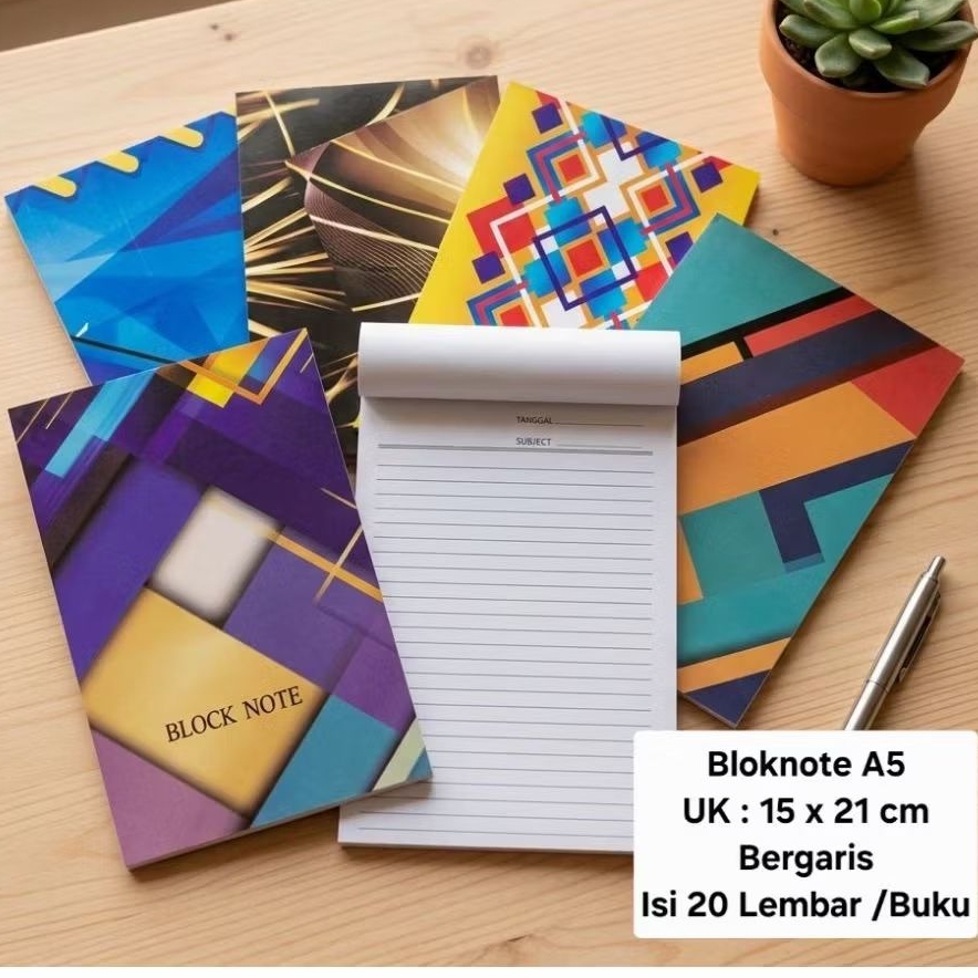 Bloknote A5 Bergaris Block Note 15 x 21 cm Isi 20 Lembar Buku Catatan