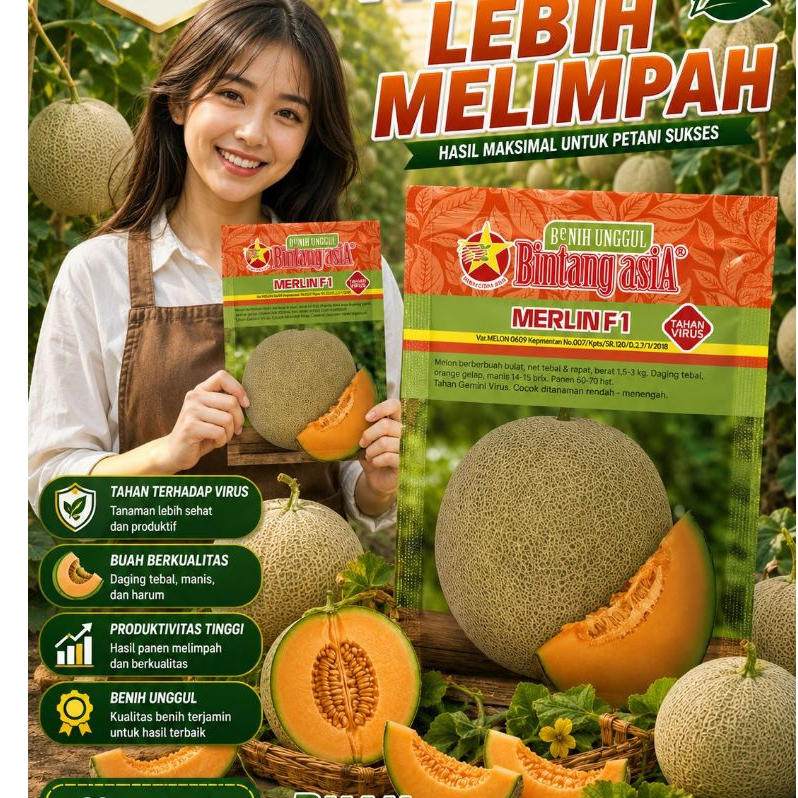 PROMO MURAH Benih Melon Merlin F1 20gr Cap Bintang Asia Bibit Melon Merlin ORIGINAL