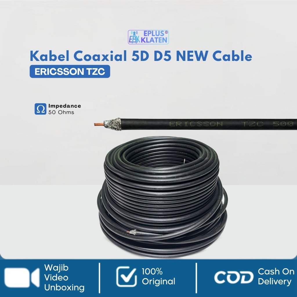 Kabel 5D ERICSSON TZC Baru Coaxial D5 Seukuran RG6 Cable 50 Ohm BTS Pemancar Radio Frekuensi 50Ohm N