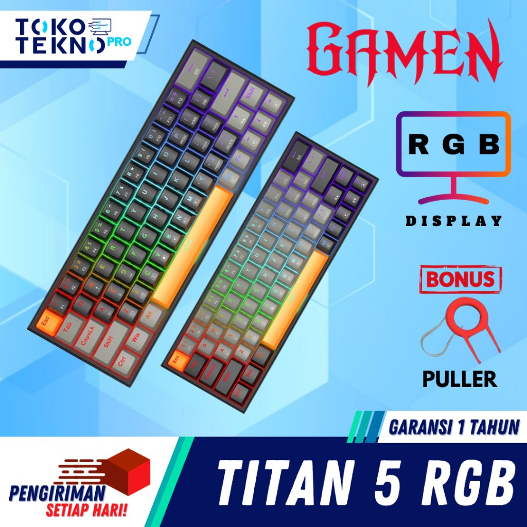 Gamen Titan V RGB / 5 RGB Wired Gaming Keyboard 60% Mechanical Garansi Resmi