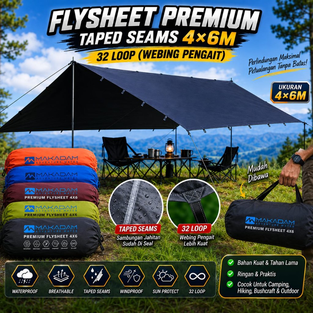 flysheet premium makadam 4x6 meter ultralight flysheet tenda camping