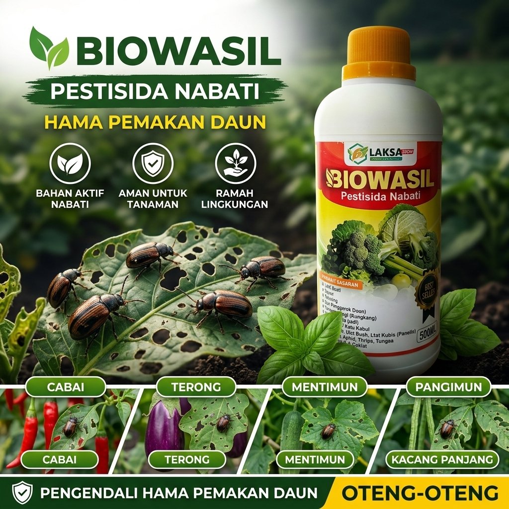 BIOWASIL 500ML Pestisida Nabati Kumbang Daun | Pengendali Hama Pemakan Daun Cabai, Terong, Mentimun 