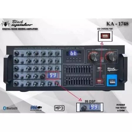 Amplifier Black Spier KA1748 Ampli Karaoke Blackspider KA 1748