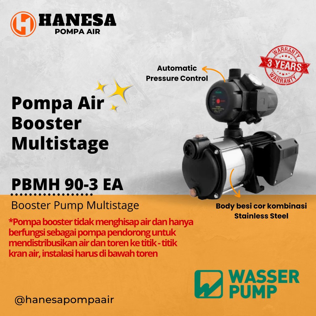Pompa Air Wasser PBMH 90-3 EA Pompa Dorong Multistage Otomatis Automatic Multistage Pump