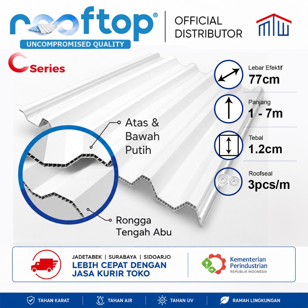 C-series ROOFTOP atap uPVC JASA KIRIM TOKO (Panjang 1-7mtr' READY STOCK)
