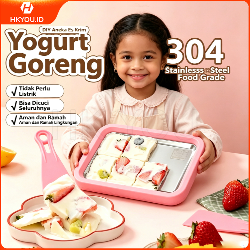 Ready Mini Mesin Es Krim Gulung DIY Tanpa Listrik | Alat Pembuat Es Krim Yogurt Goreng | Beku Cepat 