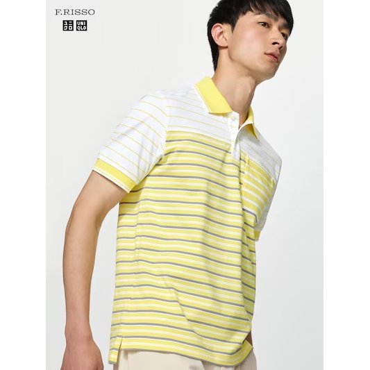 SALE UNIQLO x F.RISSO Men Kaos Polo Dry Pique Garis Slim Fit Lengan Pendek PRIA JASTIP UNIQLO