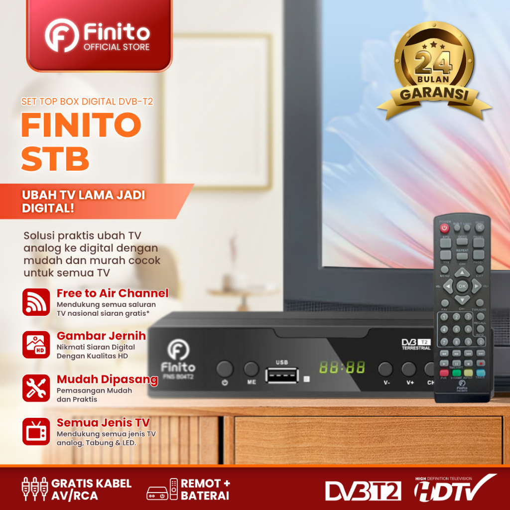FINITO Set Top Box TV Digital Receiver STB DVB T2 Bergaransi