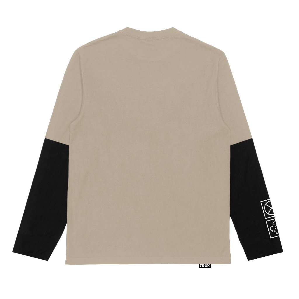 Troy Company Longsleeve Doublesleeve Beige Black Global System - Kaos Lengan Panjang Beige Hitam DSD 3695