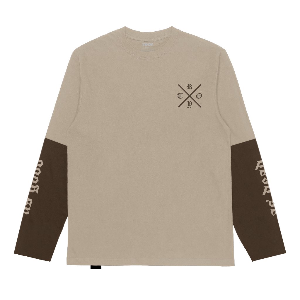 Troy Company Longsleeve Doublesleeve Beige Toffee Crossmark- Kaos Lengan Panjang Beige Toffee DSD 3699