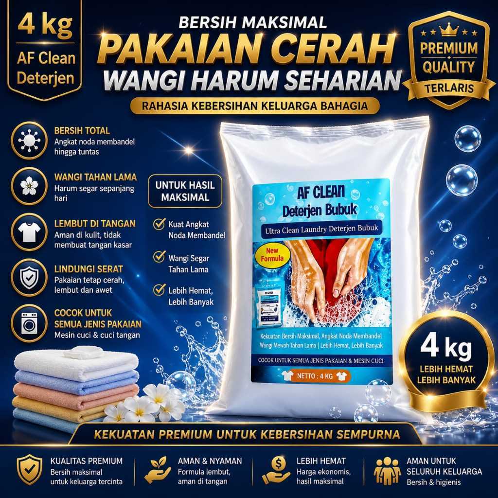 AF Clean Deterjen BUBUK ULTRA Powder - Deterjen Bubuk Curah Berkualitas Deterjen Pakaian Baju Kiloan