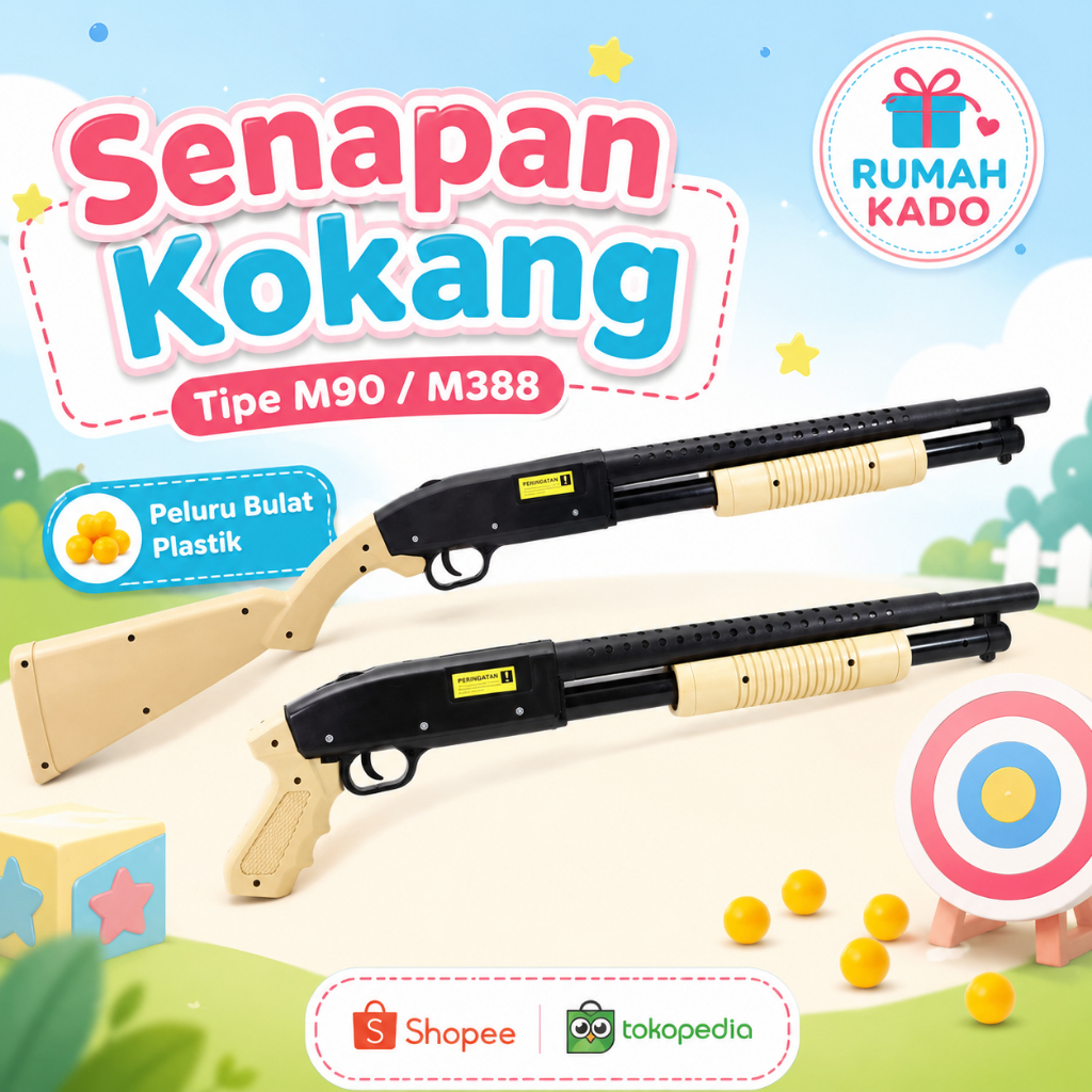Senapan Kokang Mainan M90 M388 Toy Shotgun Peluru Bola Plastik