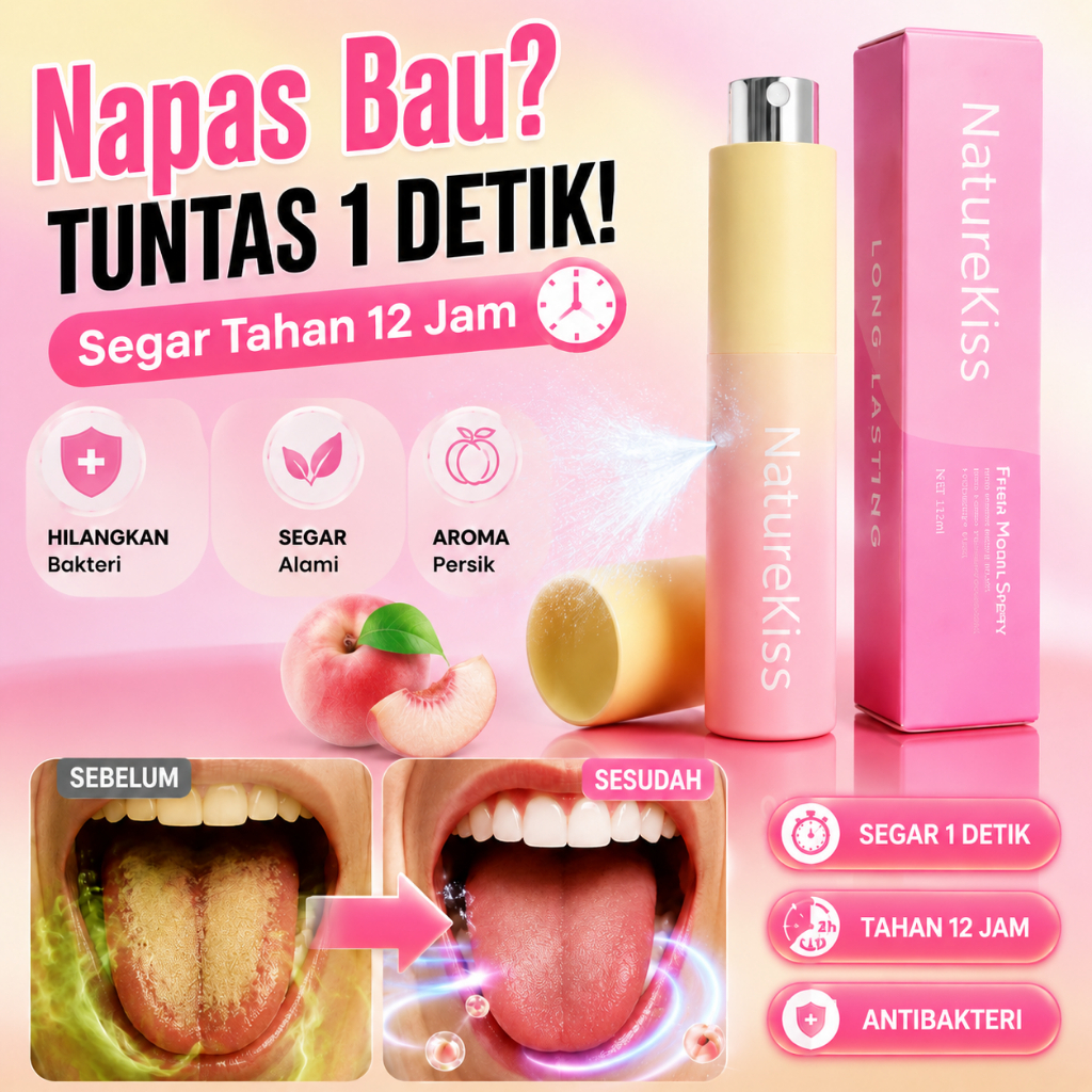 Spray mulut yang menyegarkan selama 12 jam, mengurangi bau mulut, bau rokok, dan bau sisa makanan ya