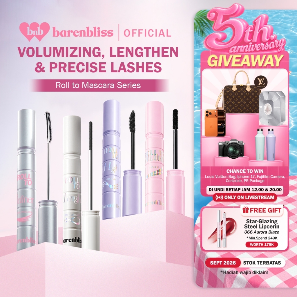 [BEST SELLING] BNB barenbliss Mascara Roll To Volume, High, Length and Definer Steel 8g Tahan 24 Jam