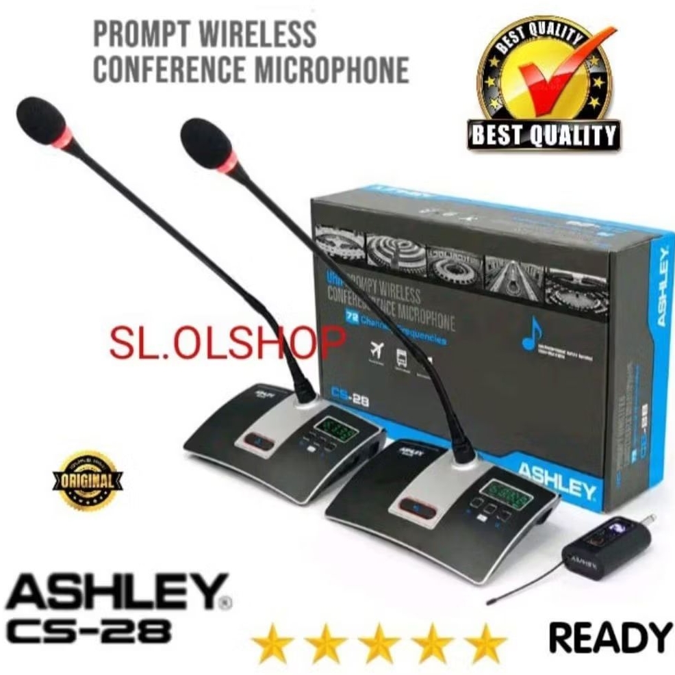New/Microphone Wireless Podium Ashley CS 28 Anti-Feedback Mic Meeting Wireless Meja Conference Ashle