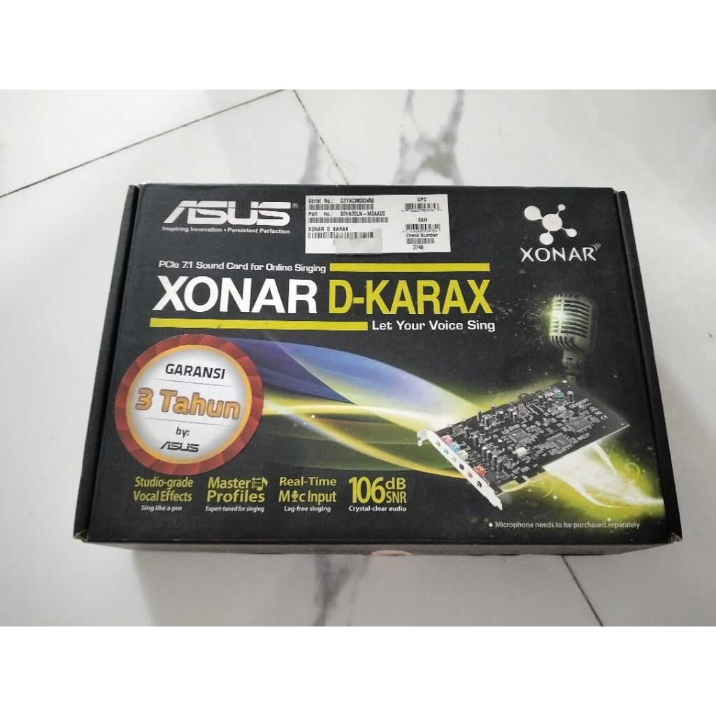 Kartu Suara ASUS XONAR D-KARAX PCIe 7.1 untuk Online Singing 106dB SNR