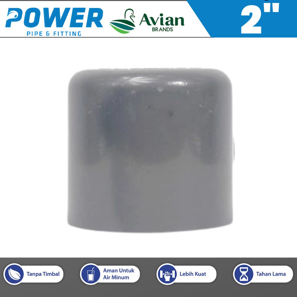 POWER CAP PVC 2 INCH DOP PVC 2" POWER PENUTUP PIPA 2 INCH TUTUP PARALON 2"
