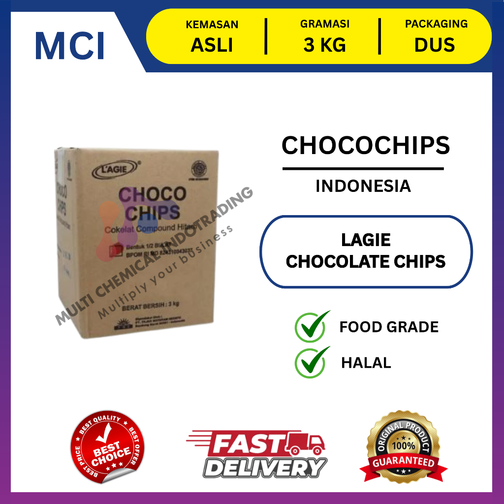 CHOCO CHIPS COKLAT LAGIE 1/2 BULAT 3 KG