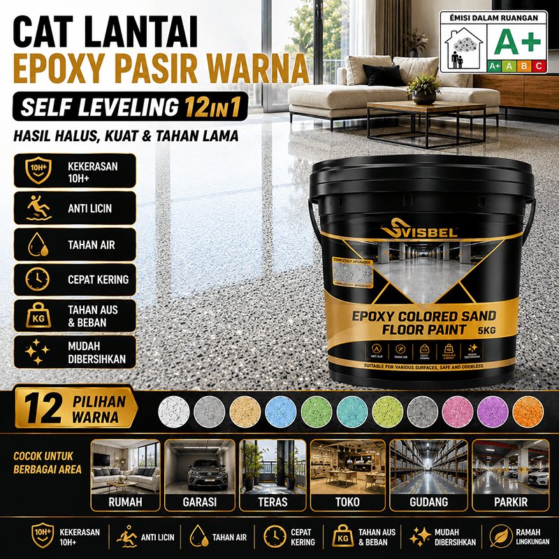 Cat Epoxy Lantai Pasir Warna Self Leveling | Cat Lantai Epoxy Mengkilat Tahan Lama