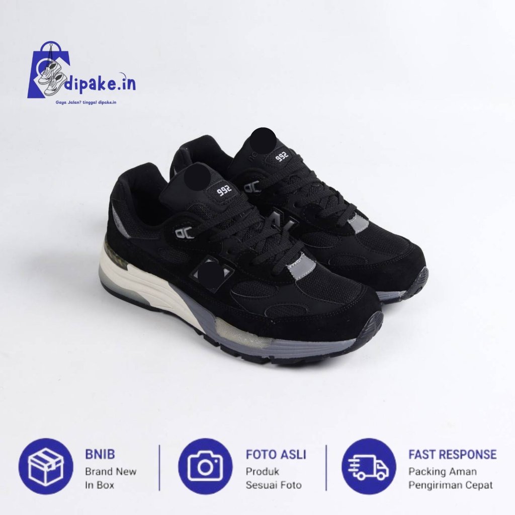 Sneakers Pria Black Grey 992-BL [BNIB]
