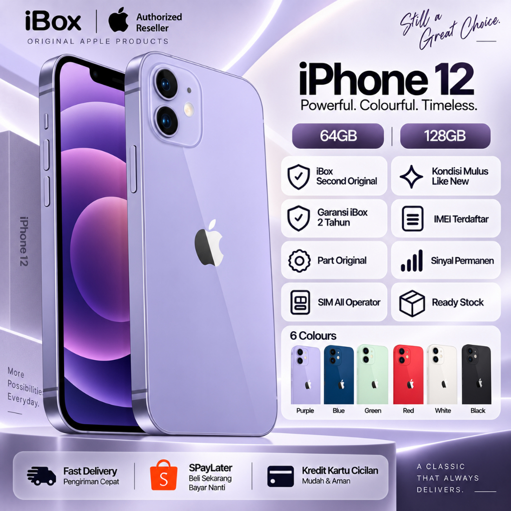 iPhone 12 Second iBox Original Like New IMEI Aman Fullset Garansi 1 Tahun 64GB 128GB