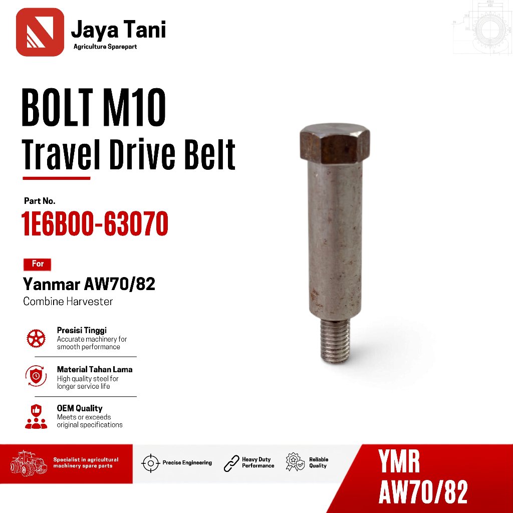 BOLT M10 1E6B00-63070 BAUT TENSIONER TRAVEL DRIVE BELT YANMAR AW70V AW82V