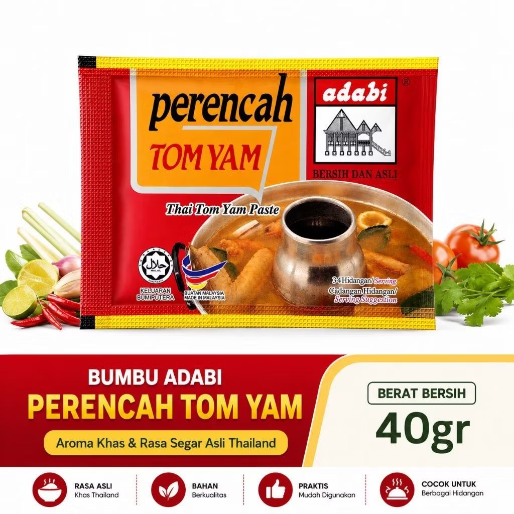 Adabi Bumbu Perencah Tom Yam / Tom Yum Paste Sachet Halal 40gr