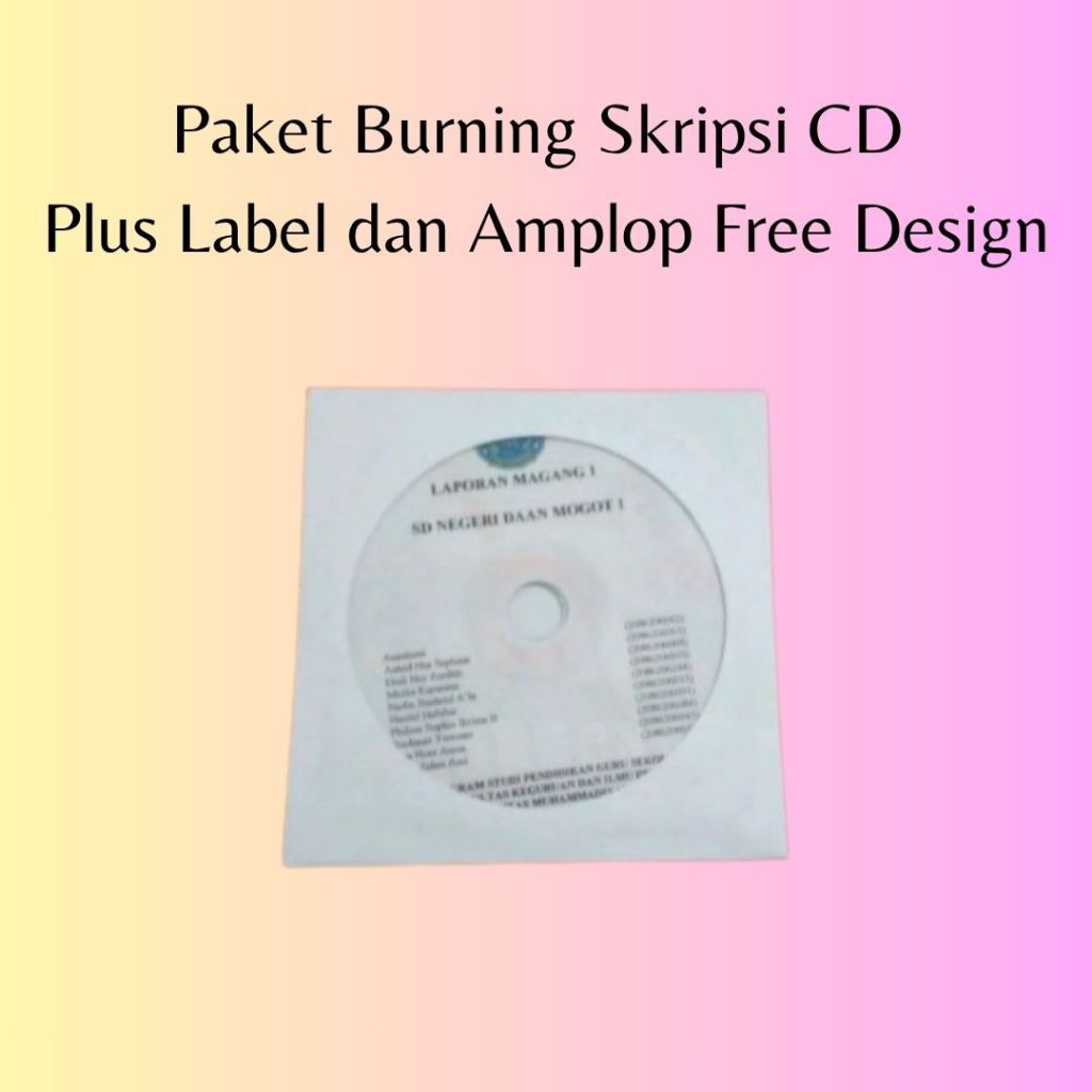 Paket Burning Skripsi CD Plus Label dan Amplop Free Design