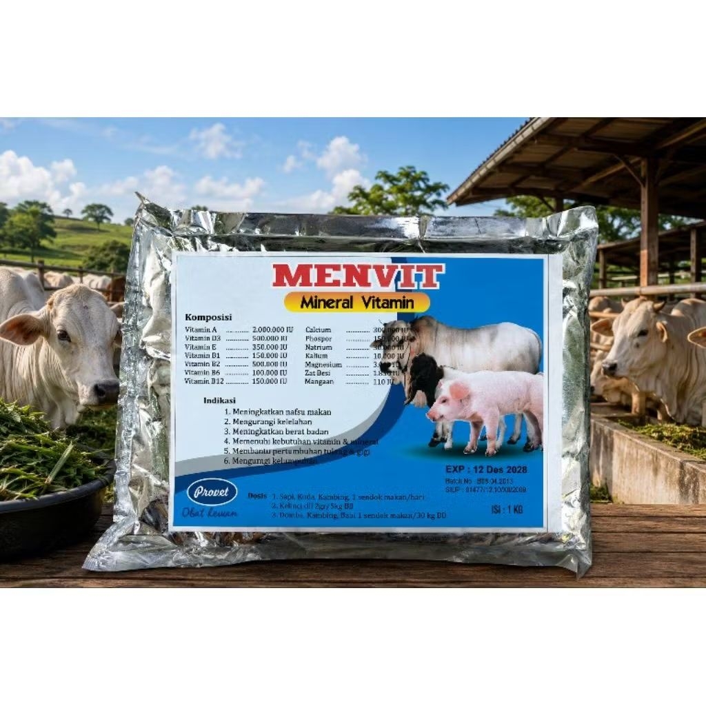 Terbaru Mineral Vitamin Sapi kambing - MENVIT - Mineral  vitamin Sapi - 1 Kg- Mineral  kambing - Men