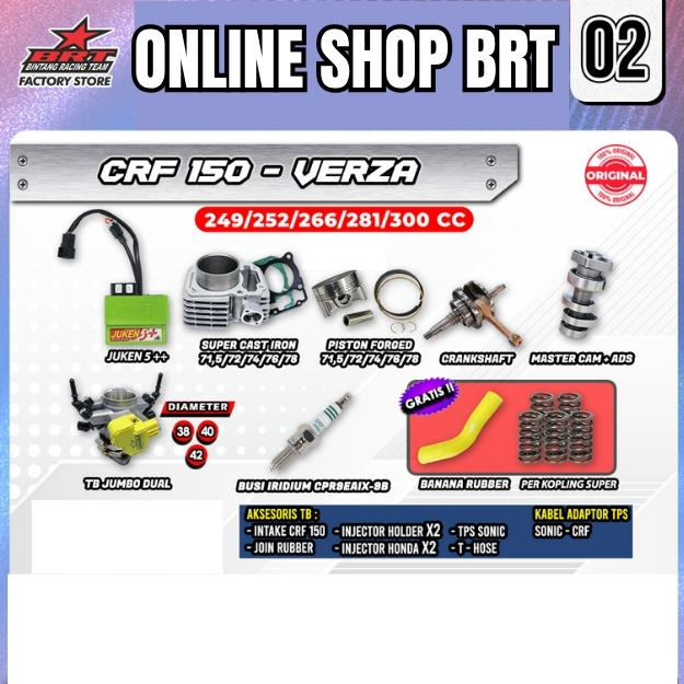 PAKET TRABAS GORILA SUPER 2 3 7 8 BRT CRF 150 VERZA Paket Bore Up 249CC 252CC 266CC 281CC 300CC
