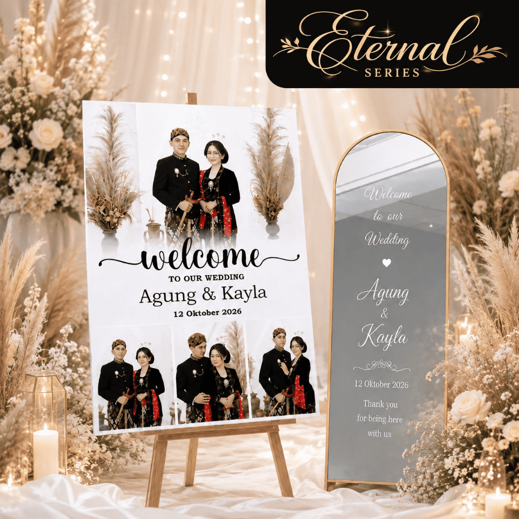 Cetak Foto Bingkai Papan MDF Eternal - Welcome Sign Wedding Custom Foto Aesthetic