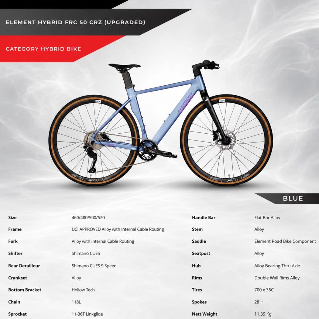 SEPEDA GUNUNG HYBRID ELEMENT FRC 50 CRZ SHIMANO CUES 9 SPEED