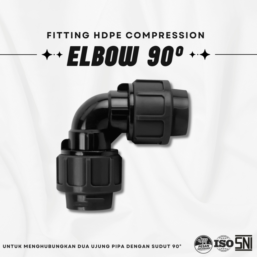 Elbow Pipa Hdpe Ukuran 63mm | Knee Compression Fitting Hdpe 2" Inch