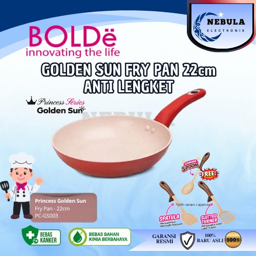 BOLDE GOLDEN SUN PRINCES SERIES FRY PAN 22CM / WAJAN ANTI LENGKET / PANCI GORENG / COOKWARE / ALAT M