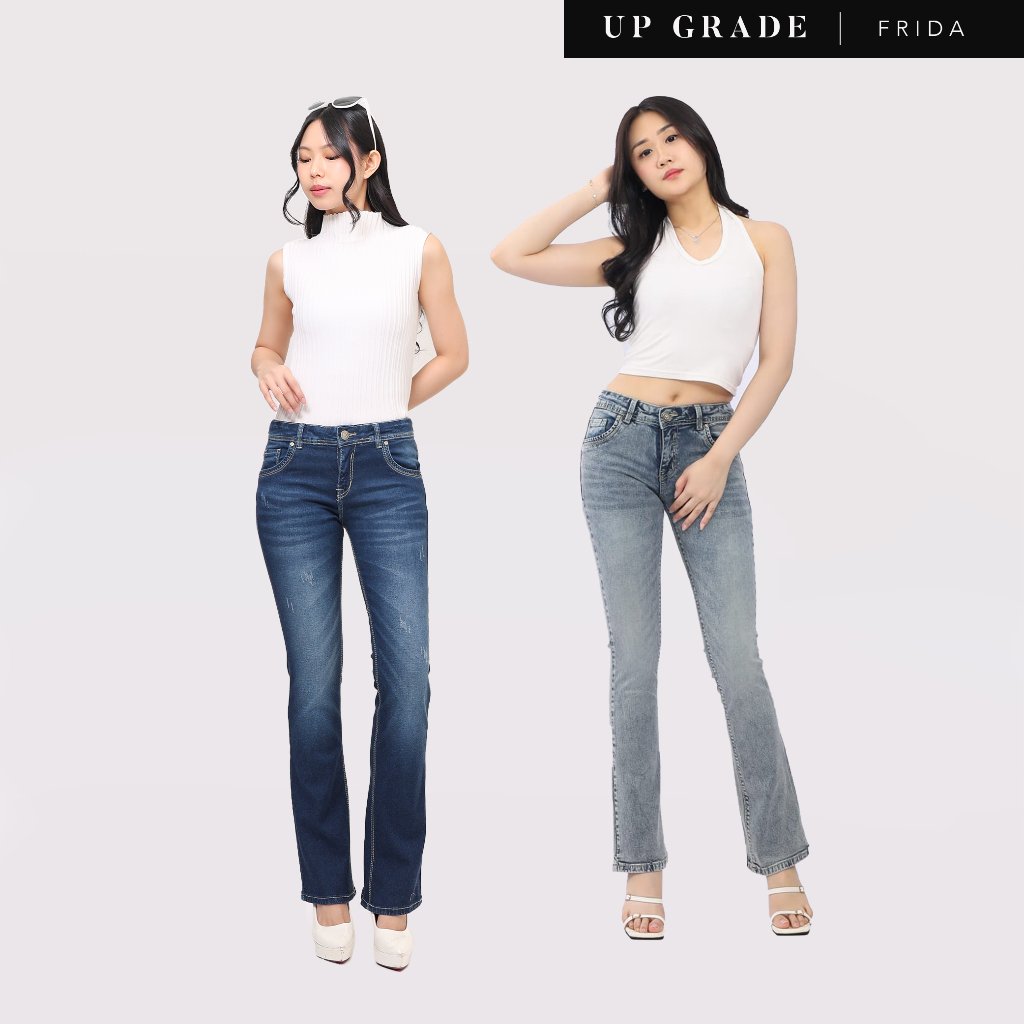 UP GRADE Frida Low Rise Cutbray Jeans - Celana Jeans Bootcut Cutbray Manis Stretch Nyaman Dipakai
