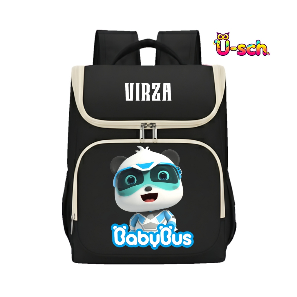 Tas Ransel Anak Motif Gambar Super Panda Rescue Team Babybus Gratis Custom Nama Sablon DTF