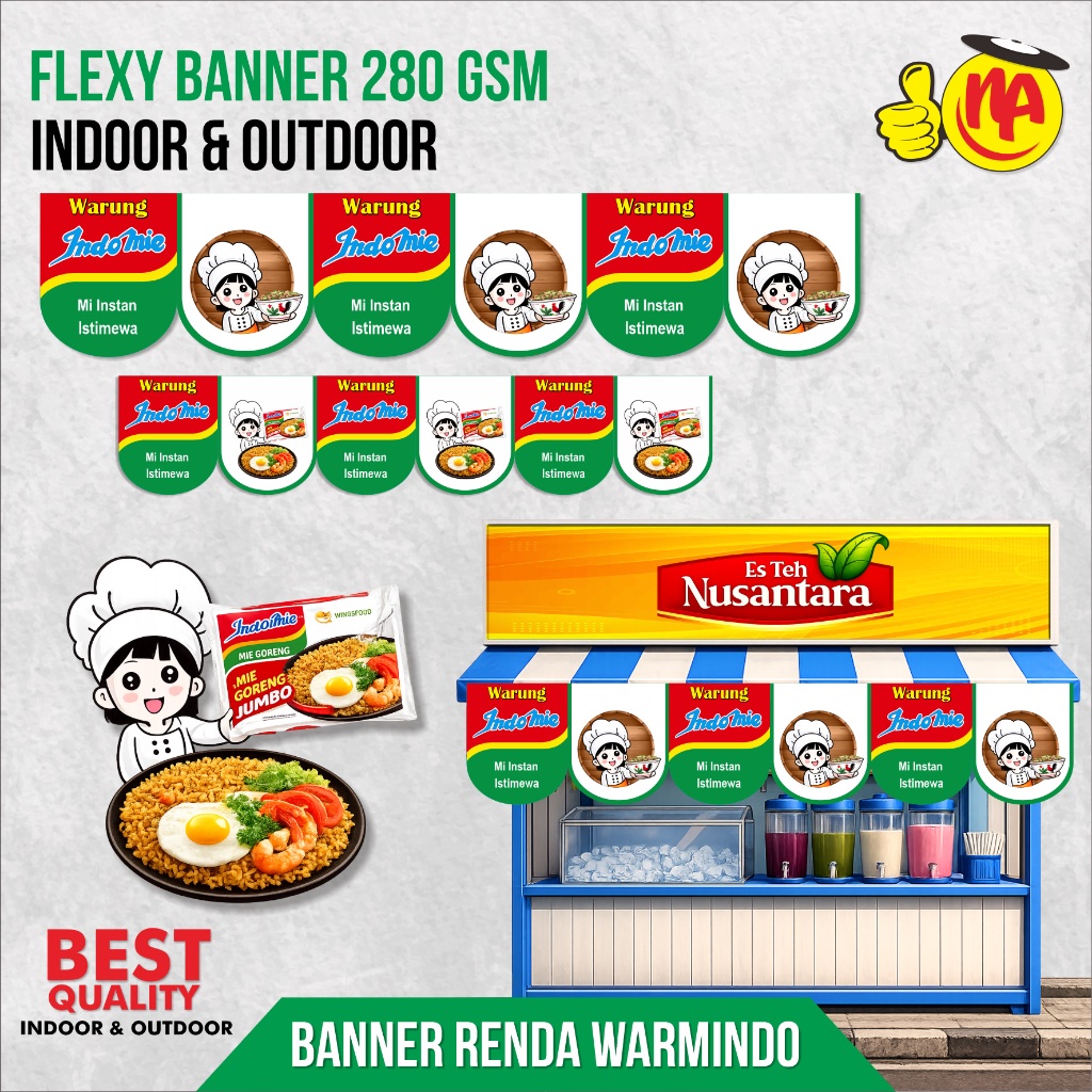 Nayara Banner renda warmindo ukuran 150 x 30 cm / Banner dekorasi kedai/banner warmindo/sepanduk tok