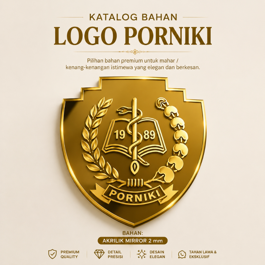 Logo PORMIKI  Bahan Hiasan Aksesoris Dekorasi Mahar Akrilik Gold