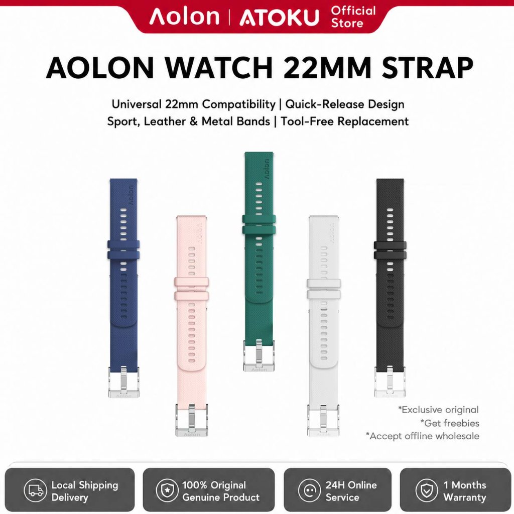 Aolon Original Smartwatch Strap 22mm For S10/GTS/Metro2/Metro/Mars R3/Curve/GTS/GTS3/TetraR4
