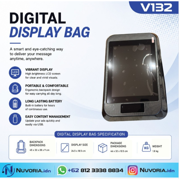 Digital Display Bag | Tas Display LED Backpack Screen Smart Bag | Tas LED Pixel Screen V132