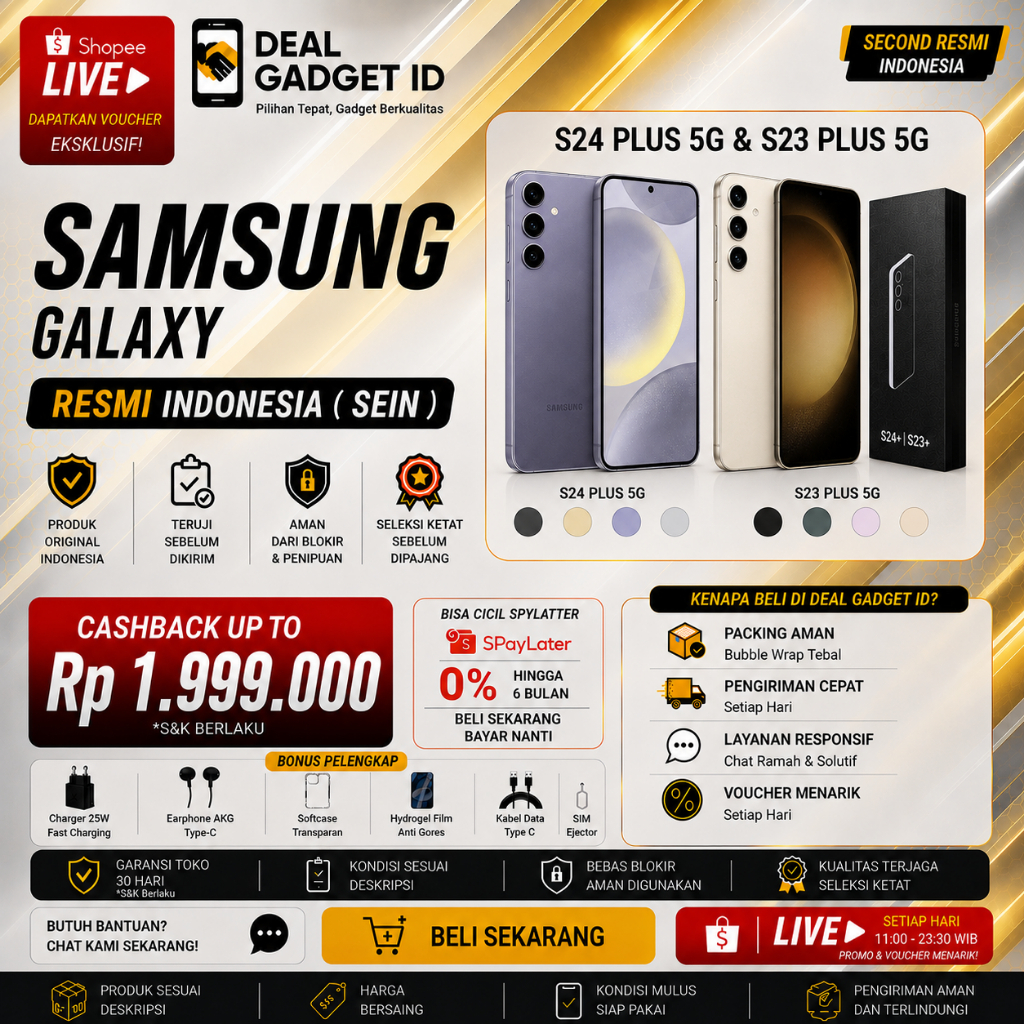 SEIN SAMSUNG GALAXY S24+ 5G 12/512GB 256GB | S23+ 8/512GB | S22+ 256GB 128GB Second Original