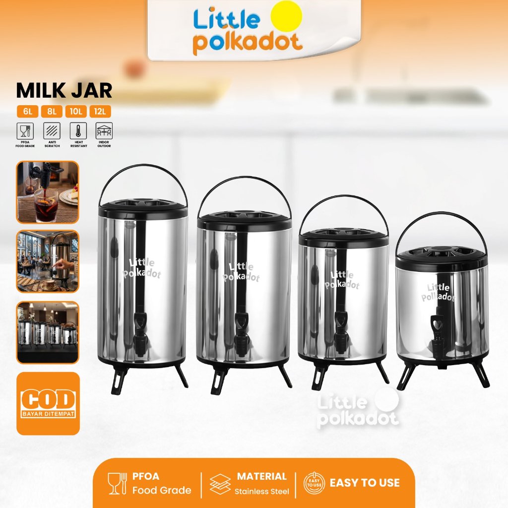 Littlepolkadot 6-12 Liter Dispenser Air Panas Dingin Termos Air Milk Tea Bucket Water Coolers  Dispe