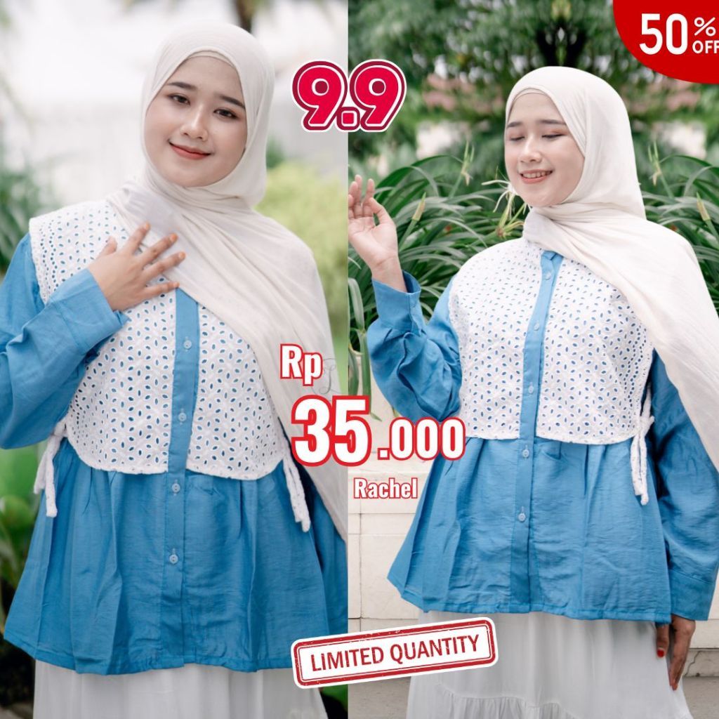 WOW - Rachel Kemeja Mix Brokat Korean Classic Look