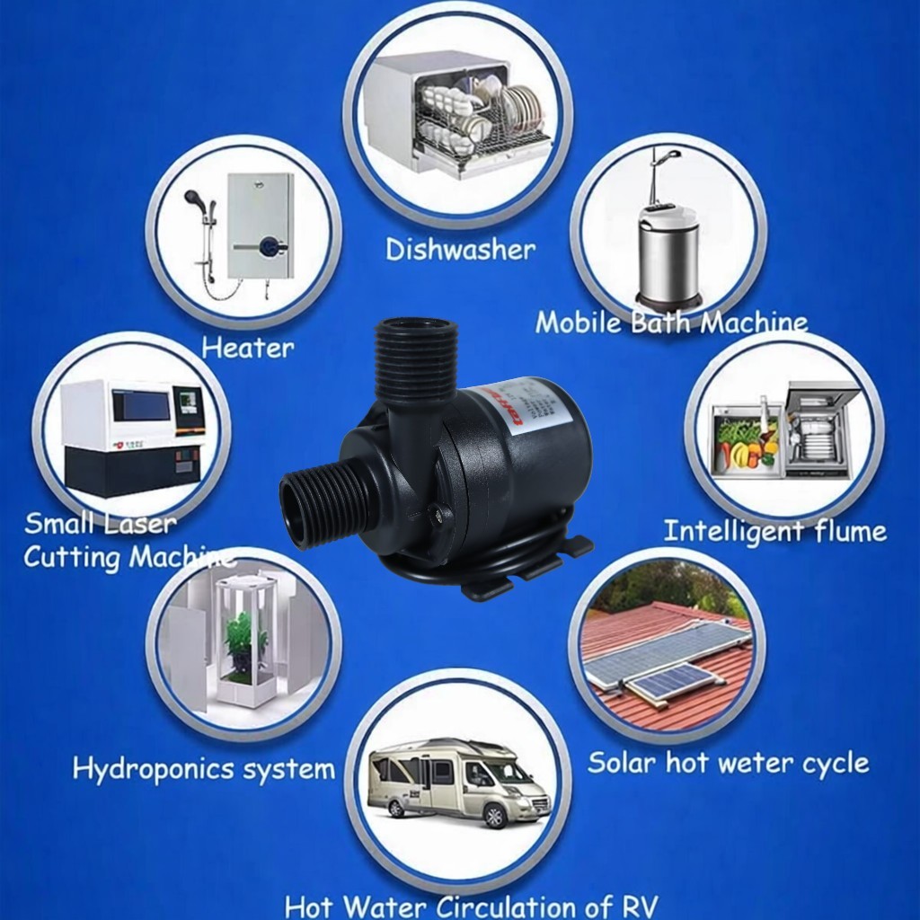 Pompa Air Celup Multifungsi Aquarium Submersible Pump 12V 30W - ZYW890 - 7RHAFVBK Black