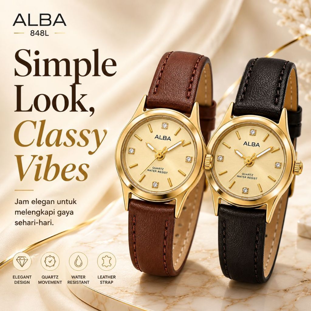 Alba Jam Tangan Wanita Jam Tangan Kulit Minimalis Elegan